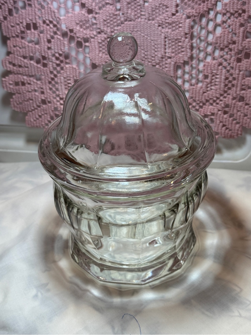 Vintage Indiana Glass Heavy Paneled Apothecary Canister ( Heavy Glass)